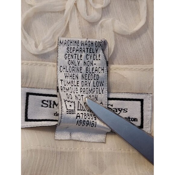 Simonton Says by George Simonton Blouse Top Womens Plus Size 2X Sheer Applique - Picture 8 of 11